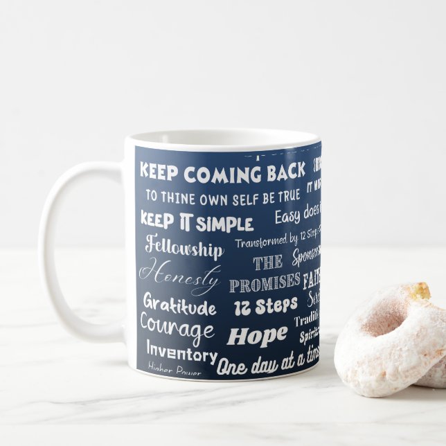 Mug Paroles et slogans de rétablissement en 12 étapes (Avec donut)