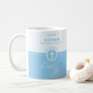 Mug Parrain Baptême Bleu Enfant de Dieu Personnalisé