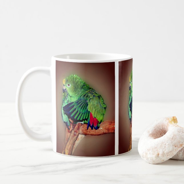 Mug Parrot Amazon à Naples Jaune mignon (Avec donut)