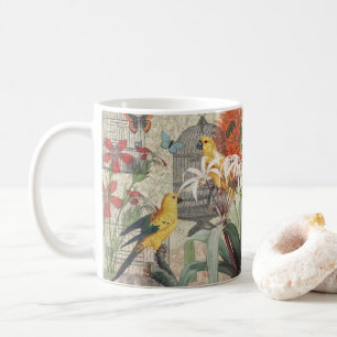 Mug Parrot Jaune Tropical Antique Fleur