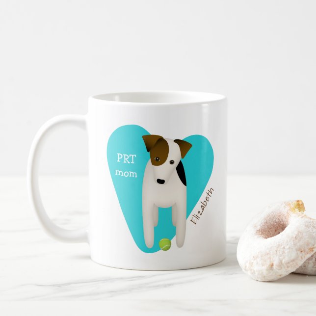 Mug Parson Russell chien w ball PRT maman coeur turquo (Avec donut)
