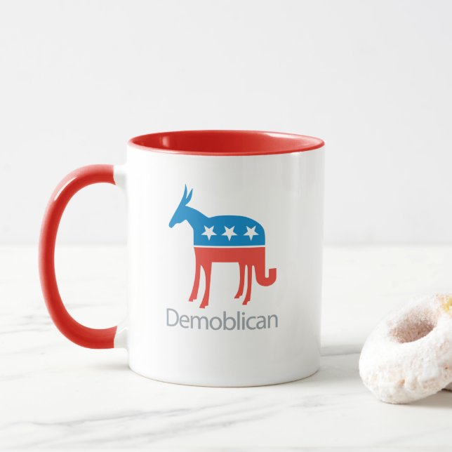 Mug Part Démocrate. Partie républicaine. Déoblique (Avec donut)