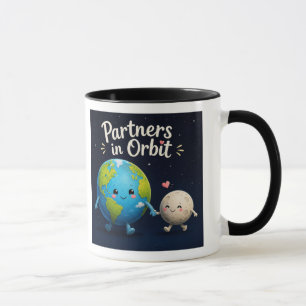 Mug Partenaires en orbite. Illustration mignonne de la