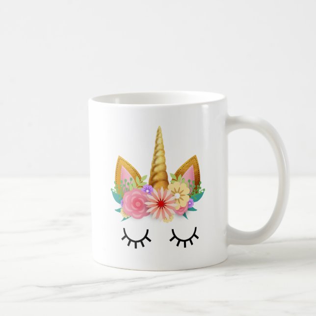 Mug Partie florale de licorne d'or (Droite)