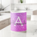 Mug Parties scintillant à étincelle rose pourpre Nom d<br><div class="desc">Pastel Pink and Purple Ombre Sparkle Parties scintillant Nom du monogramme et première tasse de café. La tasse fait le cadeau parfait pour quelqu'un qui aime l'or moderne et élégant.</div>