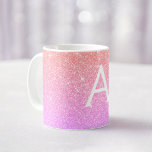 Mug Parties scintillant à étincelle rose pourpre Nom d<br><div class="desc">Pastel Pink and Purple Ombre Sparkle Parties scintillant Nom du monogramme et première tasse de café. La tasse fait le cadeau parfait pour quelqu'un qui aime l'or moderne et élégant.</div>