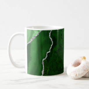 Mug Parties scintillant argentée Chic Marbre vert de 