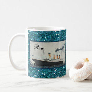 Mug Parties scintillant bleu océan Titanic Personnali