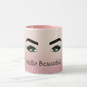 Mug Parties scintillant Bleu Rose vert yeux cils