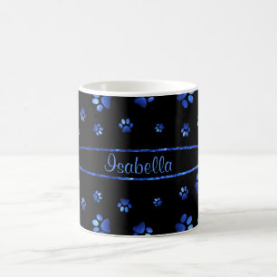 Mug Parties scintillant bleue chien patte motif Monogr