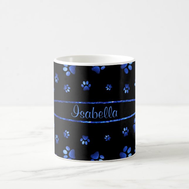 Mug Parties scintillant bleue chien patte motif Monogr (Centre)