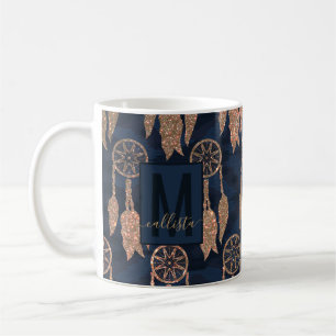 Mug Parties scintillant bleue de la Marine or Ikat Dre