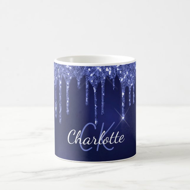 Mug Parties scintillant bleue nom gouttes monogramme i (Centre)