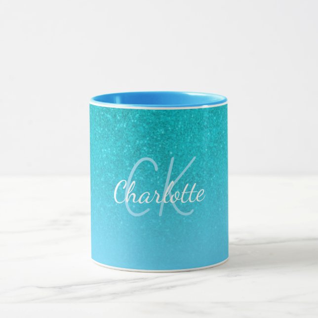Mug parties scintillant bleue turquoise aqua vert mer  (Centre)