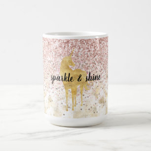 Mug Parties scintillant brillante en or rose Unicorne