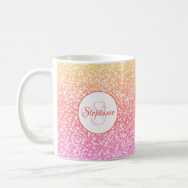 Mug Parties scintillant Corail rose Rose Gold Round Mo (Gauche)