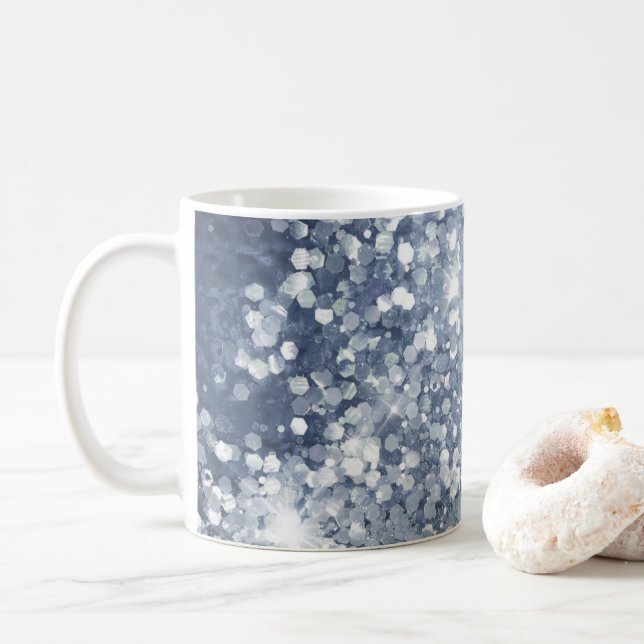 Mug Parties scintillant d'argent bleu foncé (Avec donut)