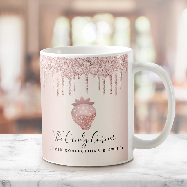 Mug Parties scintillant de confection de fraise rose R (Créateur téléchargé)