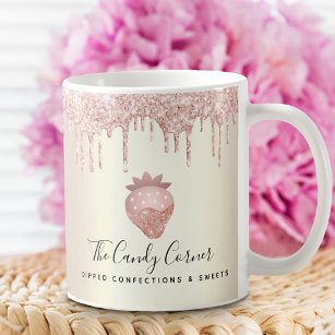 Mug Parties scintillant de fraise rose Confection Or d