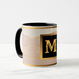 Mug Parties scintillant de luxe Rose or Monogramme