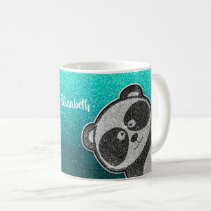 Mug Parties scintillant de panda noir et blanc Nom de