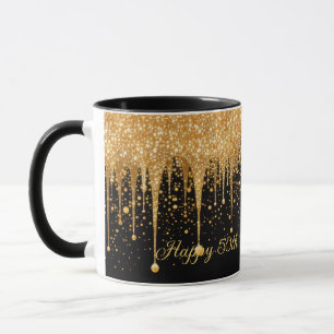 Mug Parties scintillant de séchage d'or noir personnal