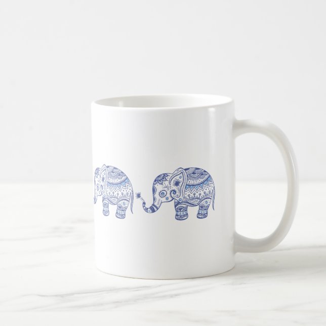 Mug Parties scintillant de tons bleus Floral Elephant  (Droite)