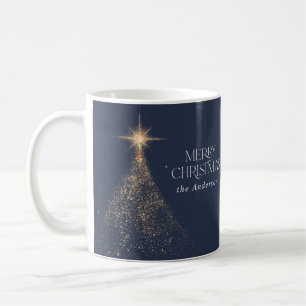 Mug Parties scintillant d'or brillant bleu moderne pho