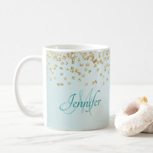Mug Parties scintillant d'or Confetti sur Seafoam Gree