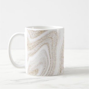 Mug Parties scintillant d'or en marbre blanc moderne e