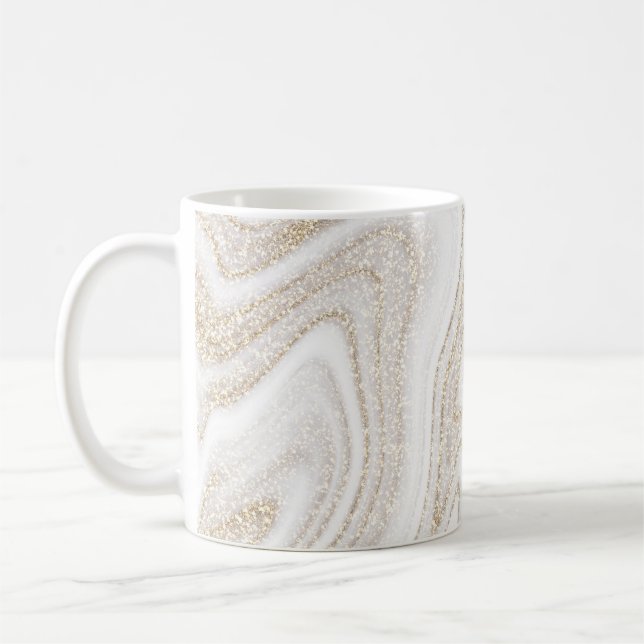 Mug Parties scintillant d'or en marbre blanc moderne e (Gauche)