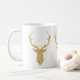 Mug Parties scintillant d'or Faux Cerf de Noël