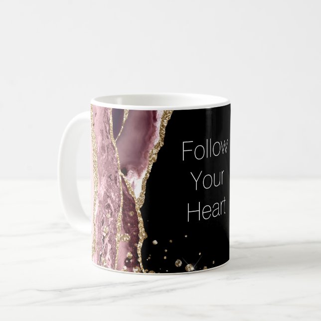 Mug Parties scintillant d'or Rose noir rose (Devant gauche)