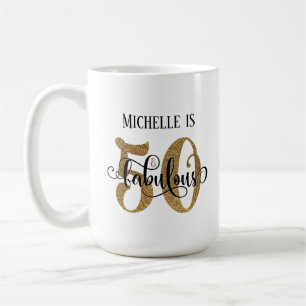 Mug Parties scintillant d'or Script 50 et fabuleux sur