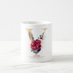 Mug Parties scintillant d'or V Monogramme Floral Bourg