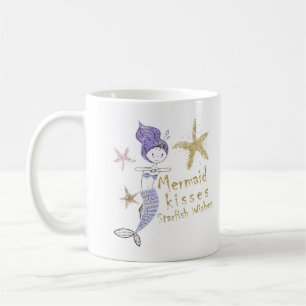 Mug Parties scintillant d'or violet sirène souhaits St