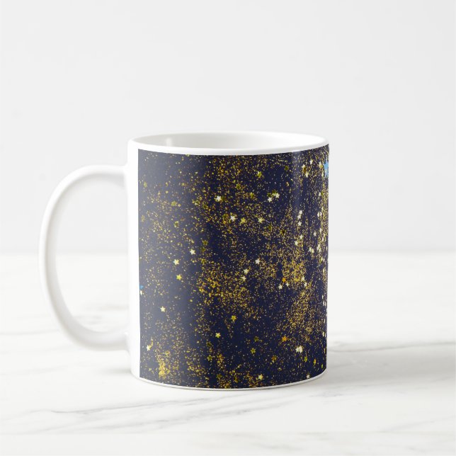 Mug Parties scintillant dorée et étoiles bleues scinti (Gauche)