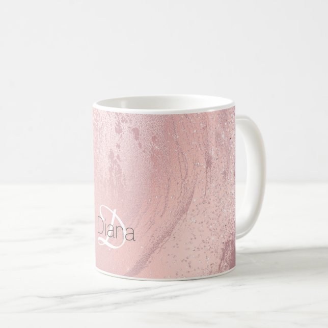 Mug parties scintillant élégante en marbre rose rose (Devant droit)