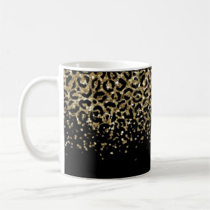 Mug Parties scintillant Empreinte de léopard d'or noir