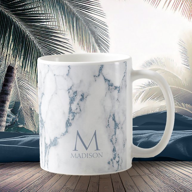Mug Parties scintillant en marbre moderne Monogramme D (Créateur téléchargé)