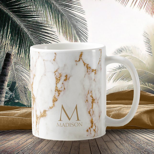 Mug Parties scintillant en marbre moderne Monogramme G (Créateur téléchargé)