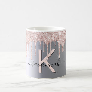 Mug Parties scintillant en or rose argenté monogramme