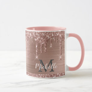 Mug Parties scintillant en or rose vierge Vernis Monog