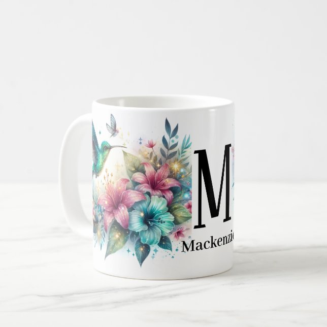 Mug Parties scintillant étincelante Élégant Monogramme (Devant gauche)