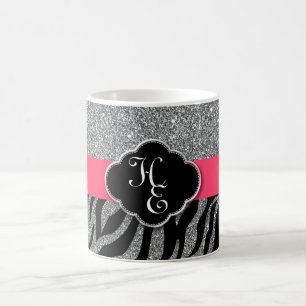 Mug Parties scintillant Fille Argent Rose Zebra Ajoute