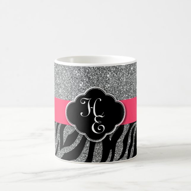 Mug Parties scintillant Fille Argent Rose Zebra Ajoute (Centre)