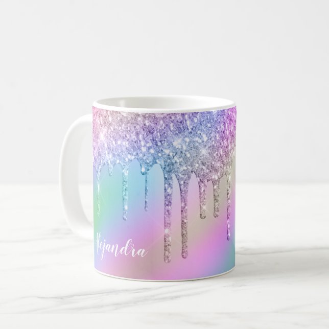 Mug parties scintillant holographique élégante et colo (Devant gauche)