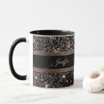 Mug Parties scintillant Leopard Black Gold personnalis<br><div class="desc">Parties scintillant Leopard Black Gold personnalisée tendance                              




parties scintillant léopard guépard or,  cuir tendance luxe métal,  mode chat bronze motif,  peau or filles moderne,  taches girly chic bijou animal bijoux afrique,  métal brillant à la mode fourrure,  brillant noir,  bleu personnalisé safari,  guépard leopard parties scintillant or, </div>