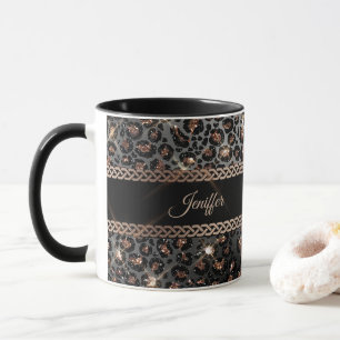 Mug Parties scintillant Leopard Black Gold personnalis