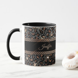 Mug Parties scintillant Leopard Black Gold personnalis